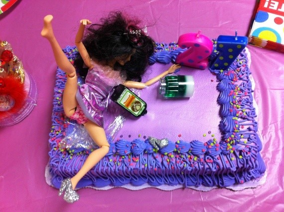 21st birthday meme - girl on cake