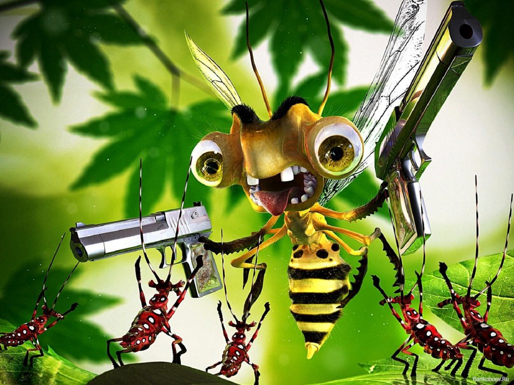 Bee With A Gun - Funny Wallpaper