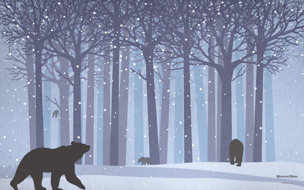 Bears In The Forest - Winter Wallpaper Desktop Background
