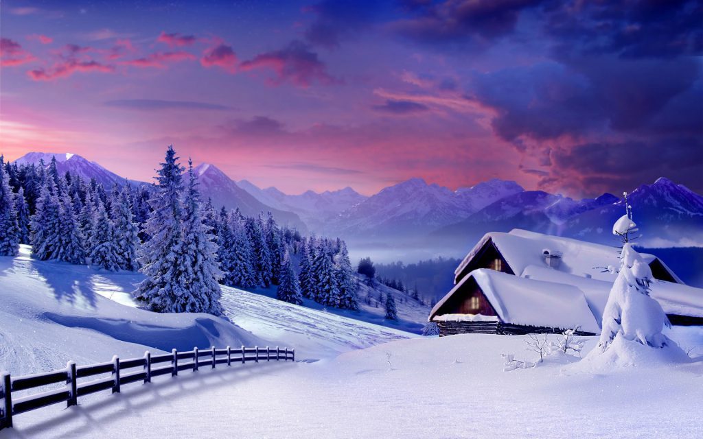 Mountain Snow Sunset Wallpaper Desktop Background