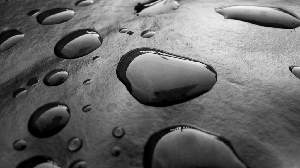black and white water droplets