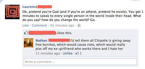 Pretend You're God - Funny Facebook Post