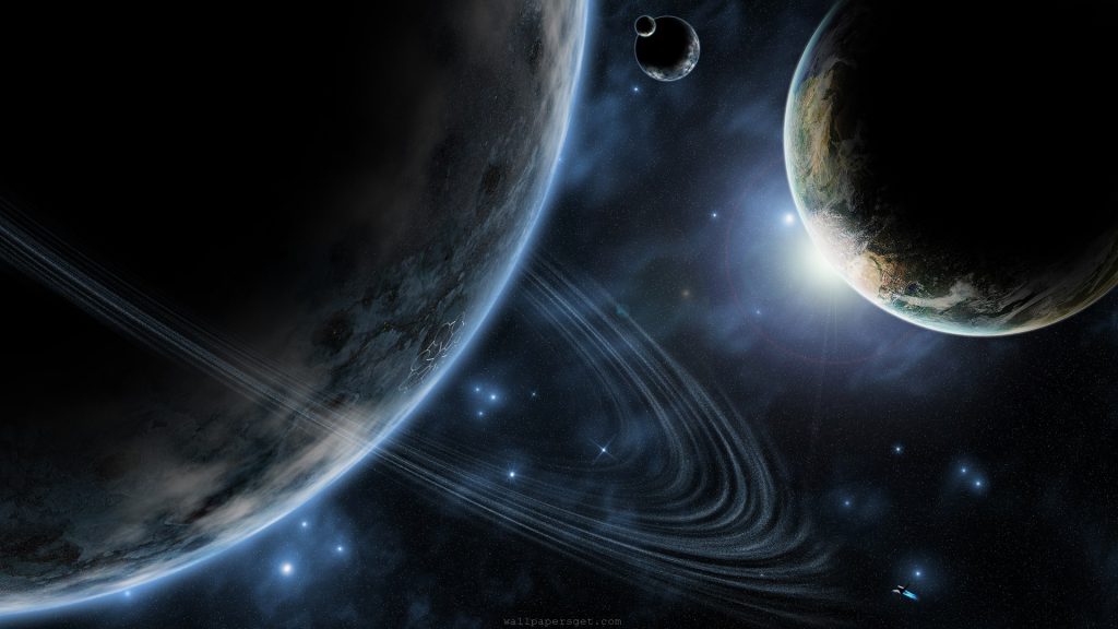 In Outer Space Wallpaper - planets earth saturn