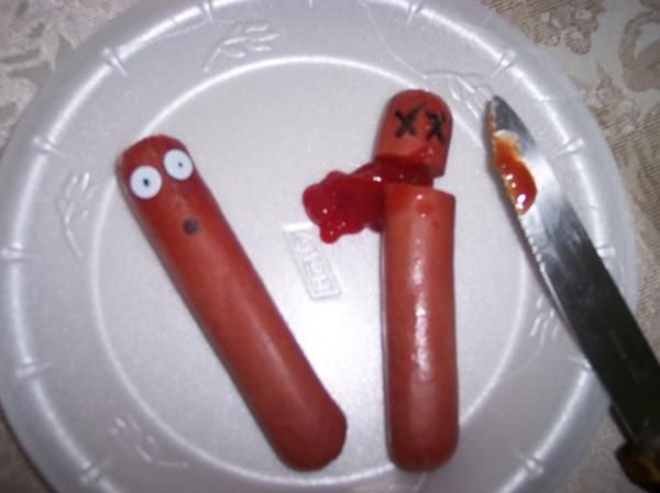 Hot Dog Murder Scene - Funny Photo