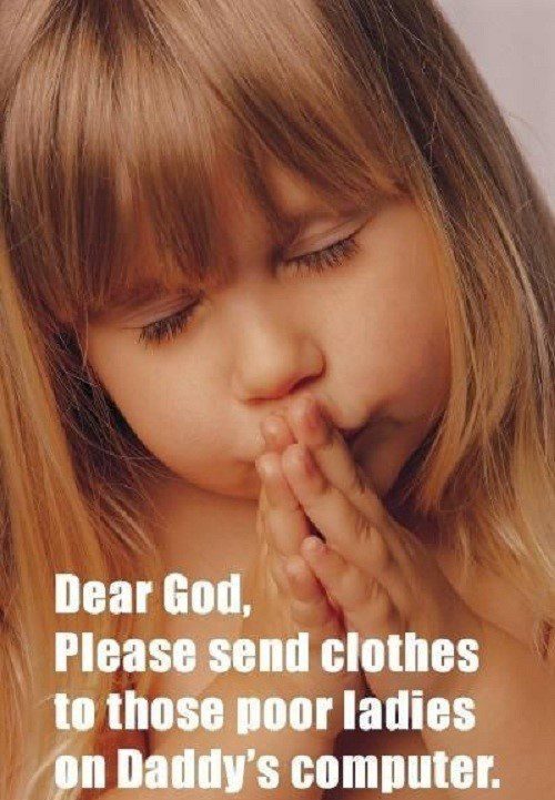 Please Send Clothes To Those Poor Ladies On Daddies Computer - funny caption photo