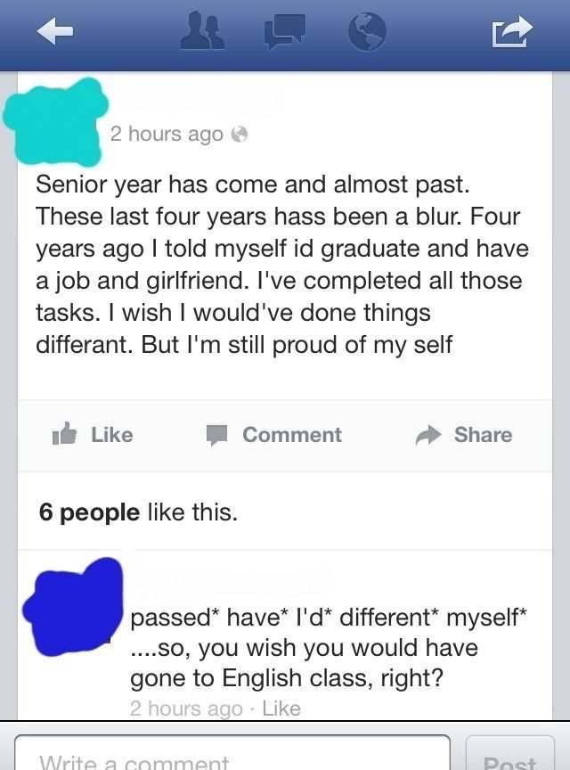 Poor Grammar - Funny Facebook Post