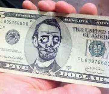 Drawing On A 5 Dollar Bill - funny photo meme