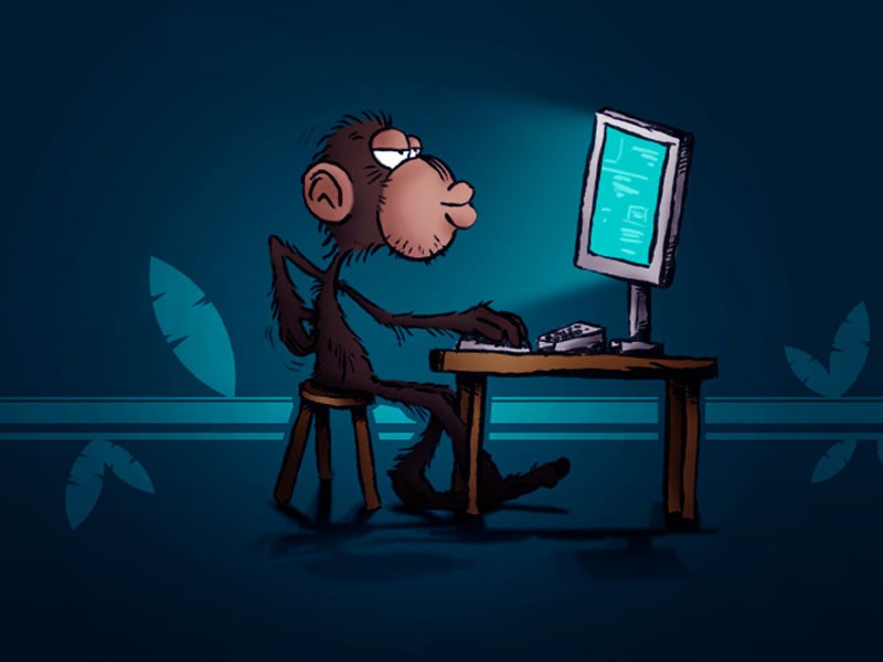 Monkey On The Web - Funny Wallpaper