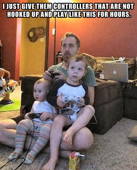 Give Them Controllers That Aren't Hooked Up - hilarious caption photo