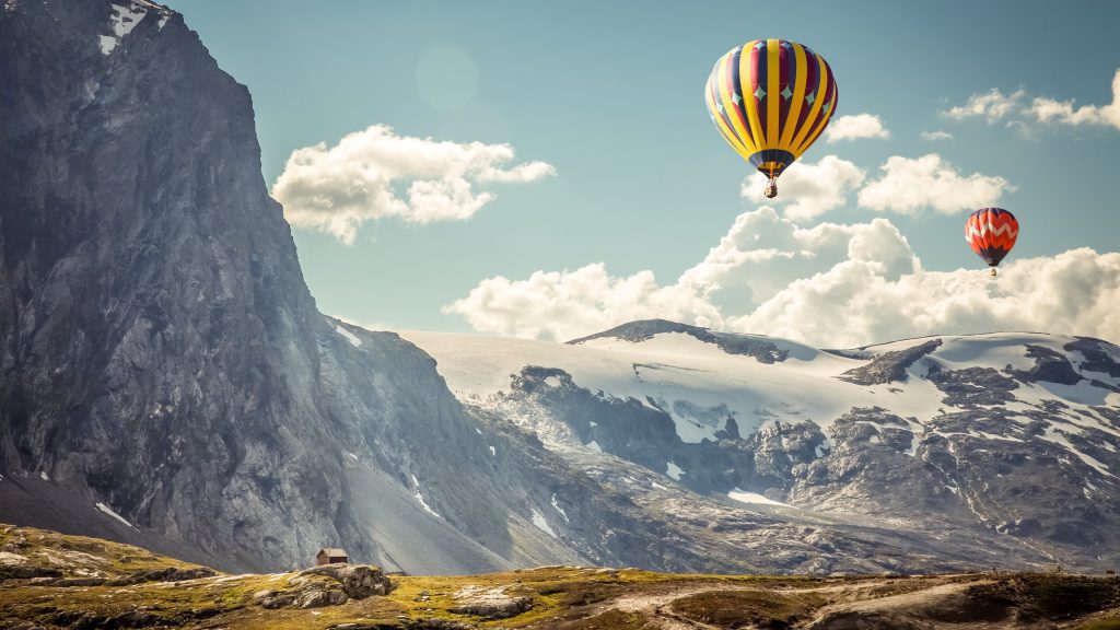 Hot Air Balloons In The Mountains Wallpaper - Background