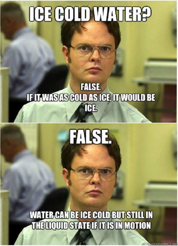 Ice Cold Water False - Dwight Schrute Meme - The Office Meme