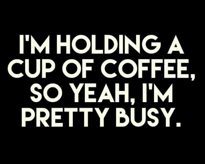 holding cup of coffee, so im pretty busy  - coffee quotes