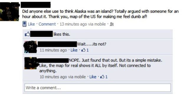 Alaska Is An Island - Funny Facebook Post