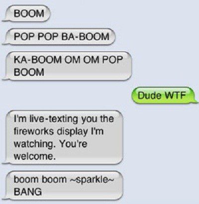 Texting The Fireworks Display - Funny Text Fail - SMS