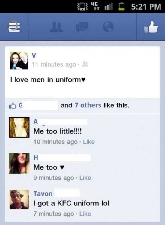 Love Men In Uniform - Funny Facebook Post - KFC uniform
