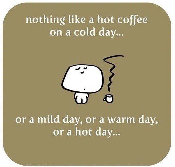 nothing like a hot coffee on a cold day. or a mild day, or a warm day, or a hot day - coffee quotes