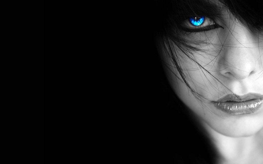 Blue Eye Wallpaper - black and white woman with blue eye - cool desktop background