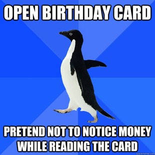 socially awkward penguin birthday meme