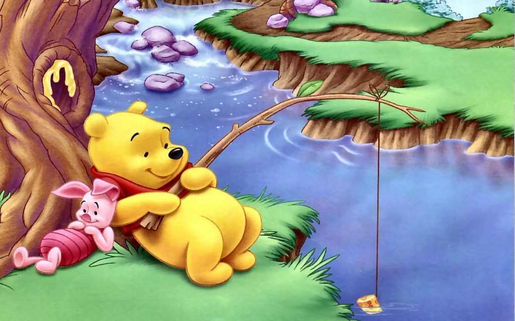 Winnie The Pooh And Piglet Fishing Wallpaper Background