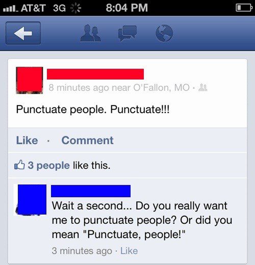Punctuate People - Funny Facebook Post
