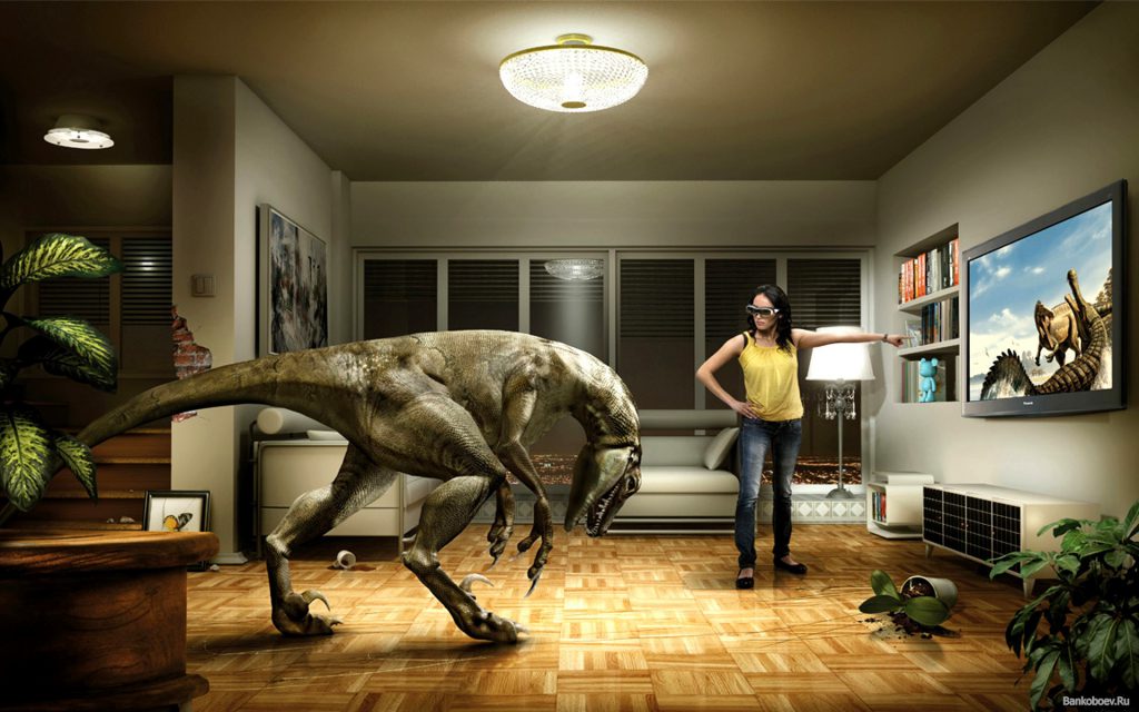 Dinosaur In The House - Funny Wallpaper - Funny Background