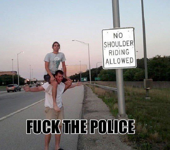 No Shoulder Riding - Funny Caption Photo