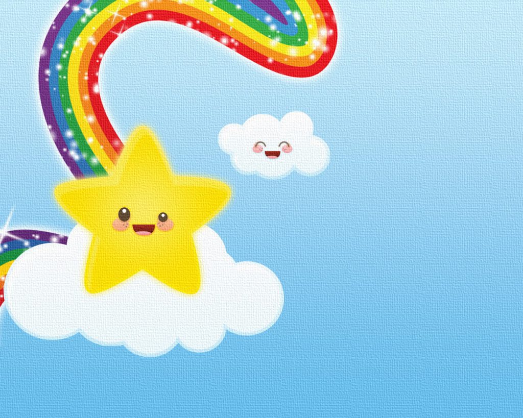 Animated Star And Rainbow - Wallpaper Background