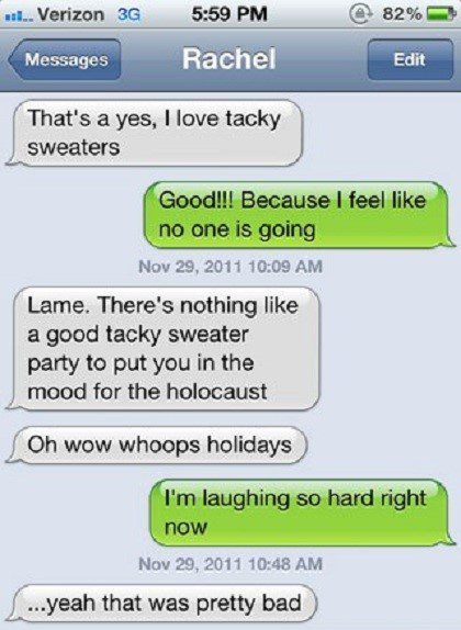 Love Tacky Sweaters - Funny SMS Fail