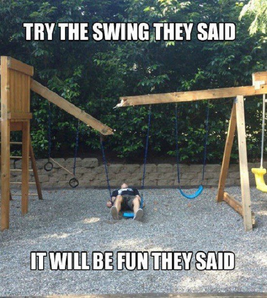 Try The Swing They Said - Funny Caption Photo