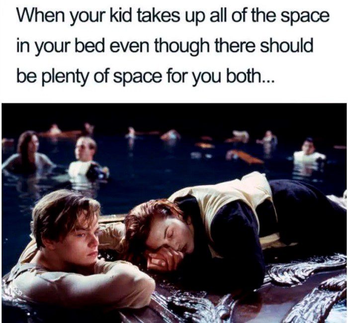 Kid Takes Up All The Space In The Bed - Mom Memes